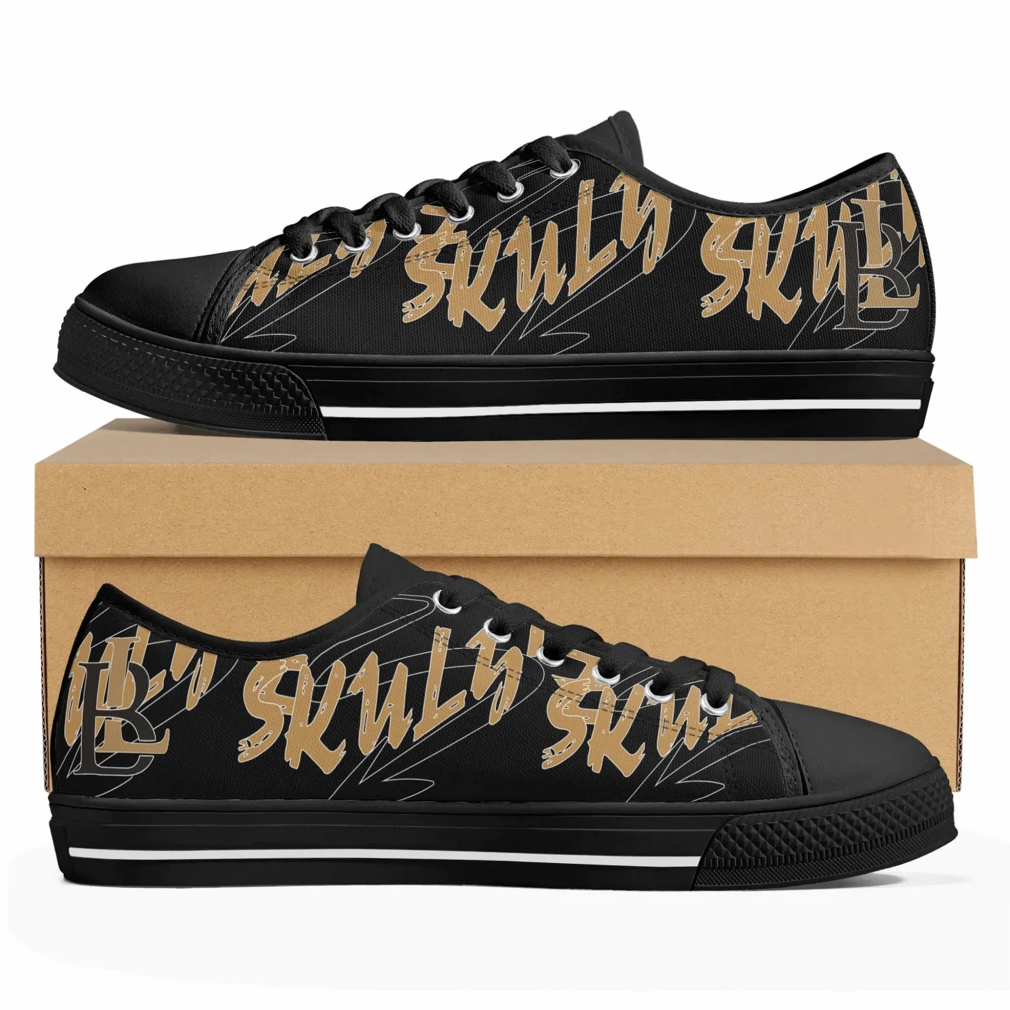 Skulyz Women’s Venom Black Low-Top Sneakers - Bloodline Streetwear LLC